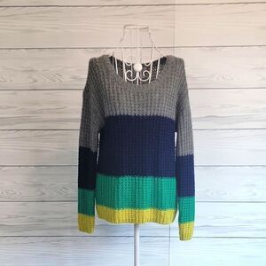 J.C Penny Wool Blend Colorful Striped Women's Pullover Sweater Size L